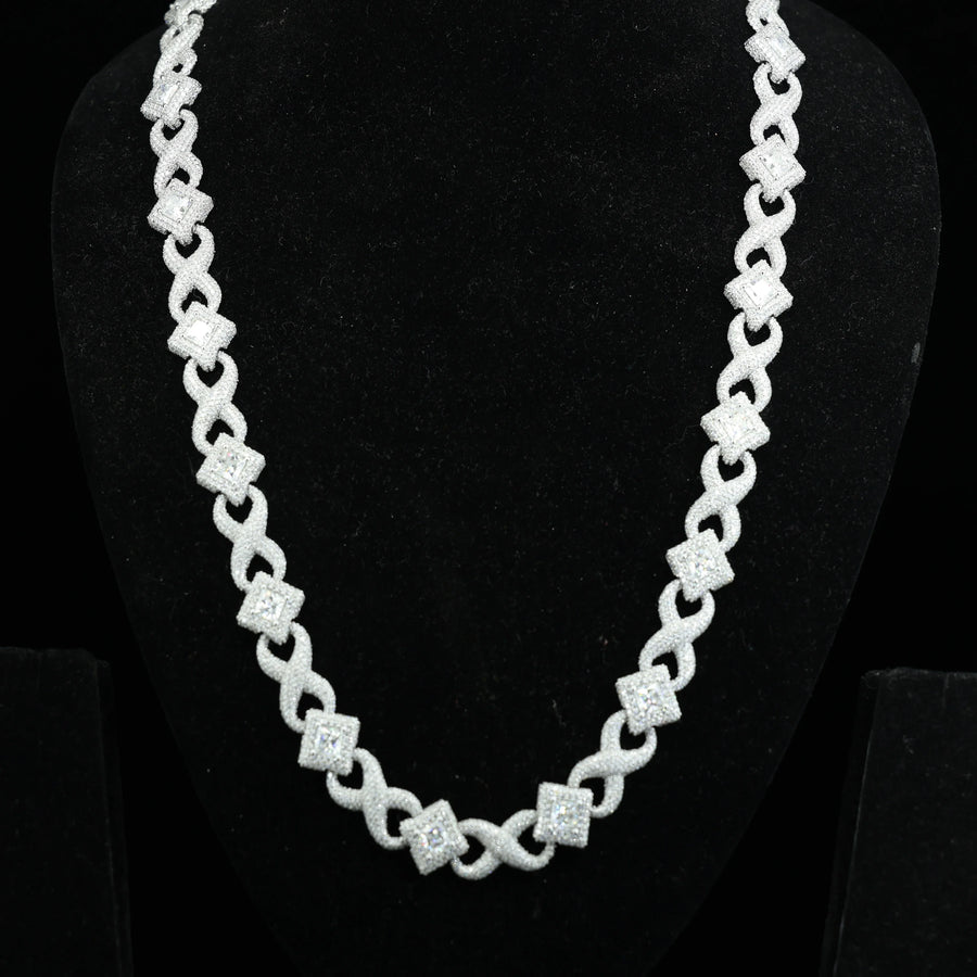 Phoenix Enterprises Xs Fashion Mens Jewelry 10mm 925 Sterling Silver Brilliant Cut Vvs Moissanite Link Chain Necklace Eye Hidden
