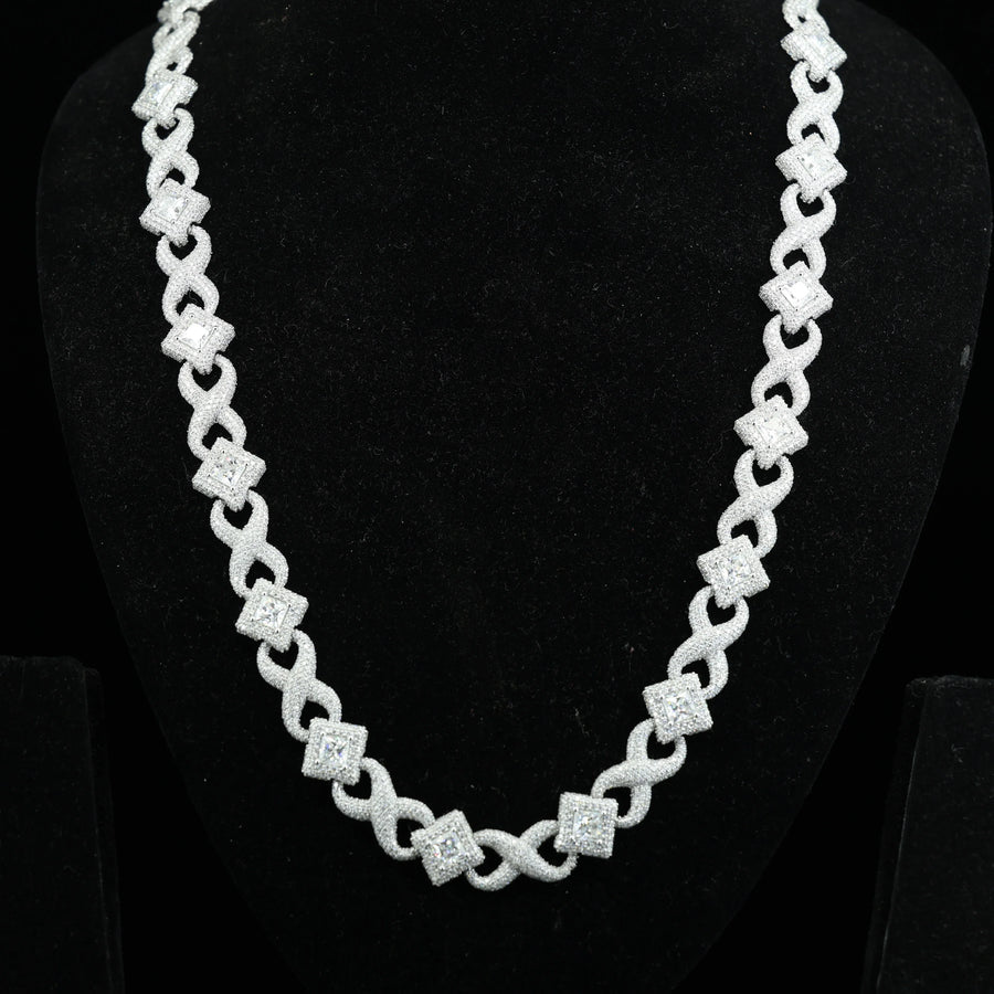 Phoenix Enterprises Xs Fashion Mens Jewelry 10mm 925 Sterling Silver Brilliant Cut Vvs Moissanite Link Chain Necklace Eye Hidden