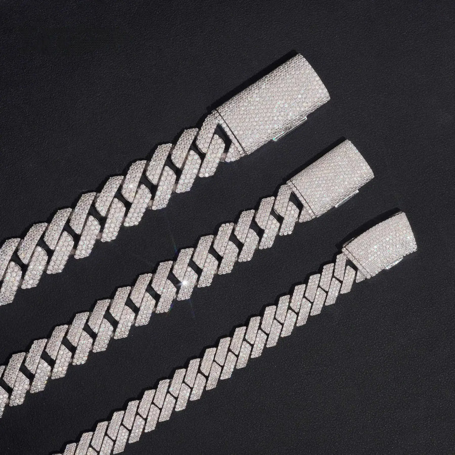 13,16,20MM S925 VVS Moissanite Cuban Link Chain