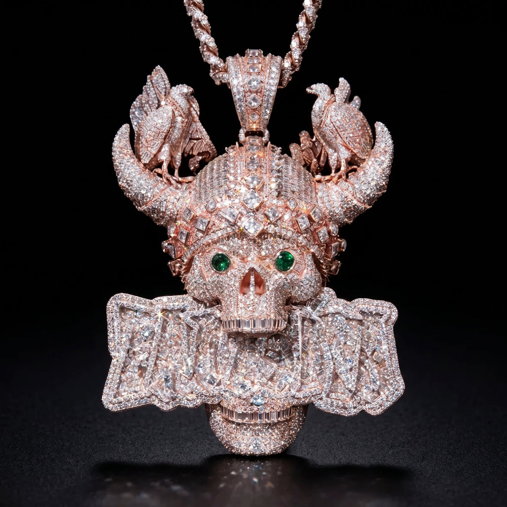 Vvs Moissanite Skull Pendant