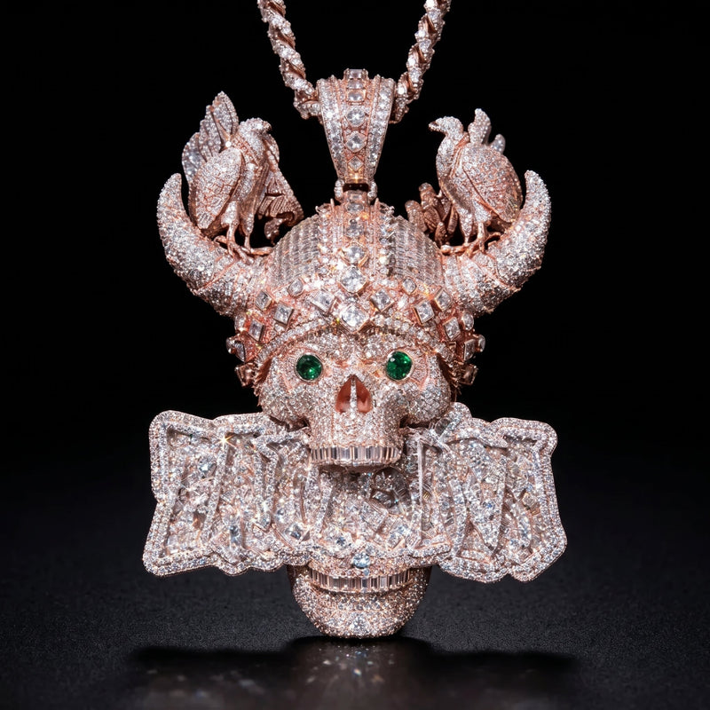 Vvs Moissanite Skull Pendant