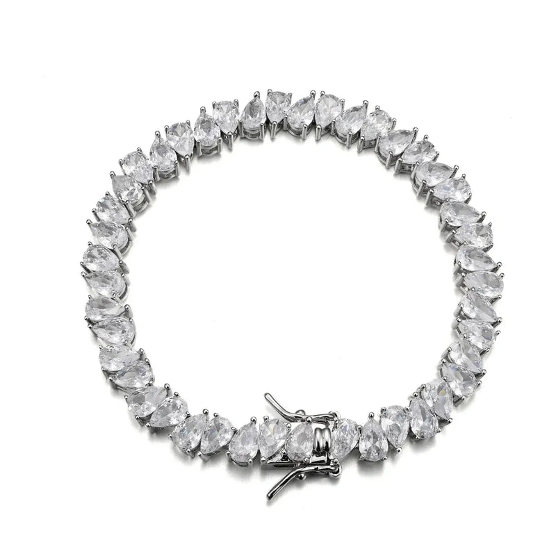 Pear Cut 4*6mm 925 Silver Moissanite Tennis Bracelet Rhodium Plated Tennis Bracelet