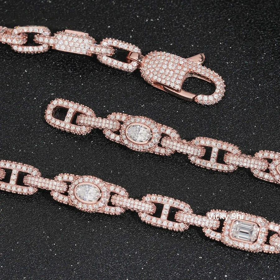 10MM S925 SILVER VVS MOISSANITE CUBAN LINK CHAIN NECKLACE