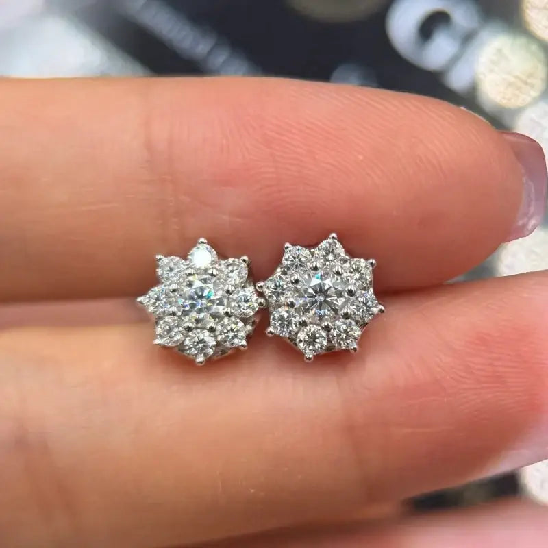 Flower Earrings Moissanite Stud Earrings