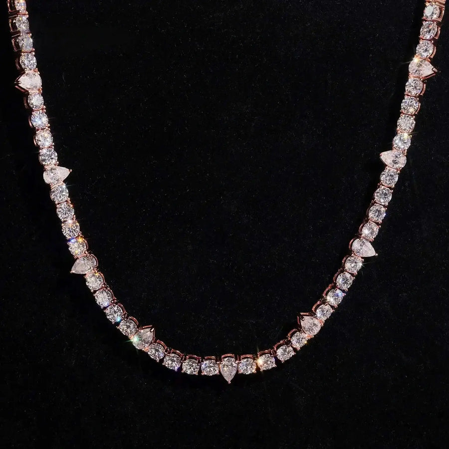 Pear Round Cut Moissanite Tennis Necklace