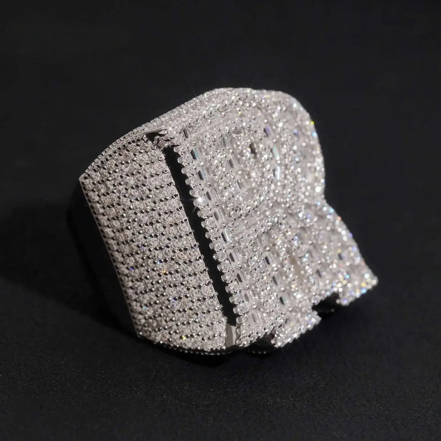 RR Letter Ring Iced Out Baguette Ring