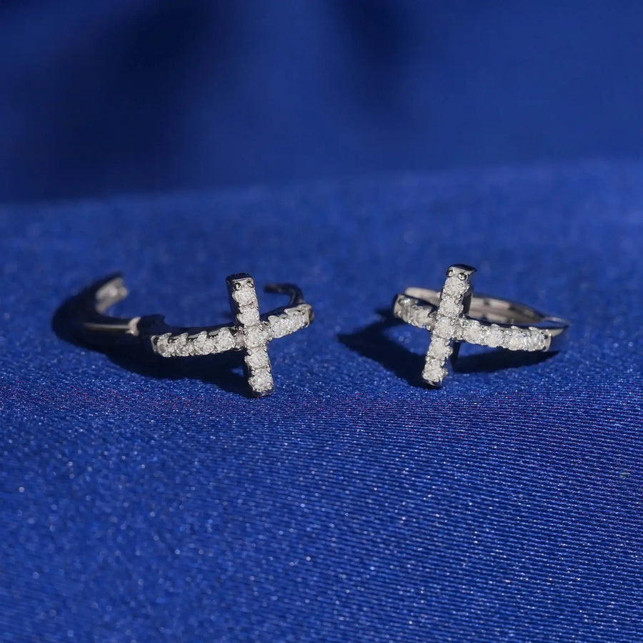 8mm Moissanite Cross Stud Earrings