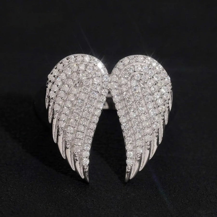 Angel Wings Full Pave Moissanite Ring