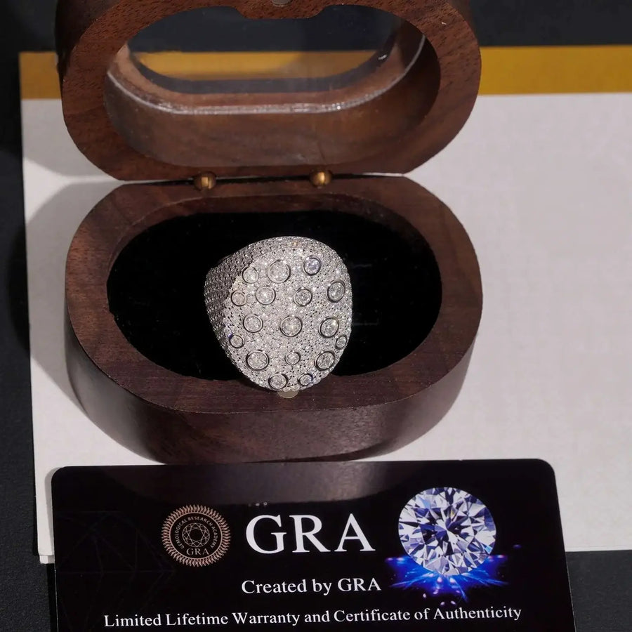 Moissanite Dome Ring Bezel Set Cluster Ring