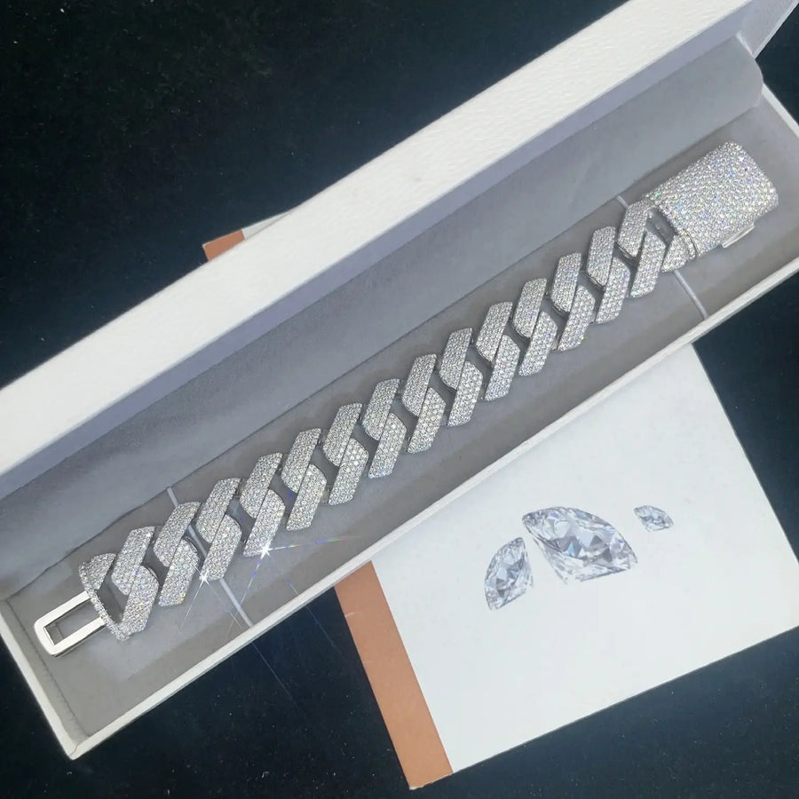 18MM Moissanite Cuban Link Chain Bracelet