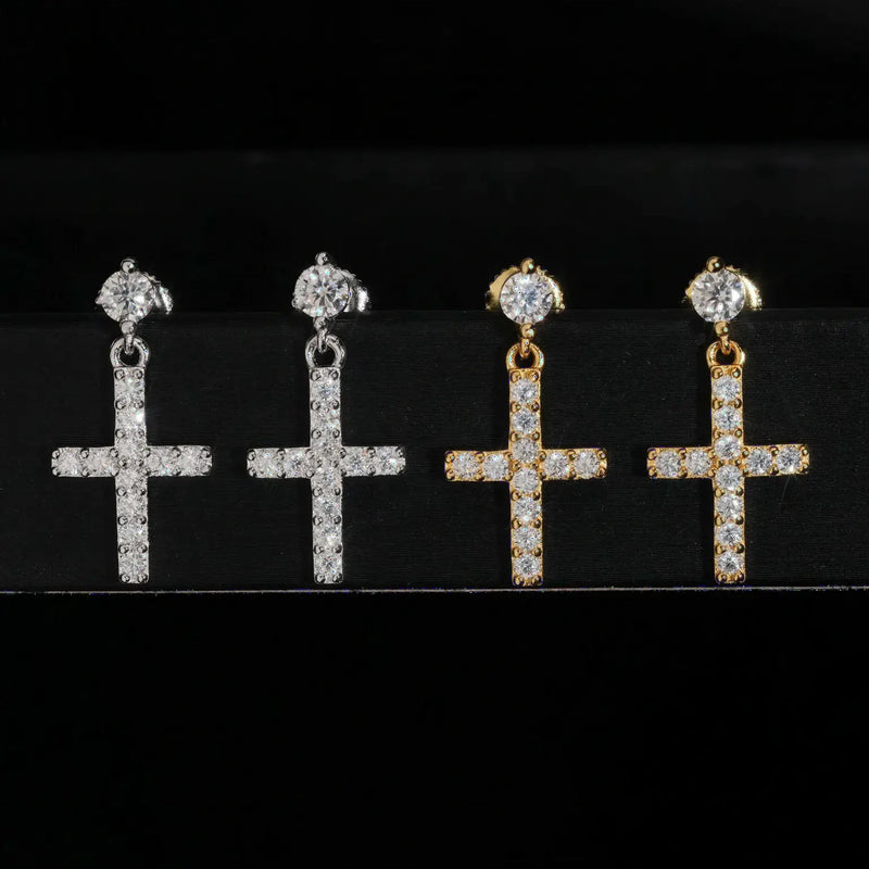 VVS1 Cross Moissanite Stud Earrings