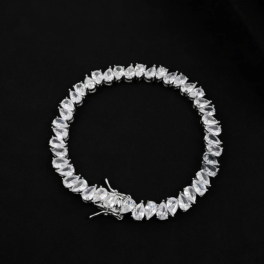 Pear Cut 4*6mm 925 Silver Moissanite Tennis Bracelet Rhodium Plated Tennis Bracelet