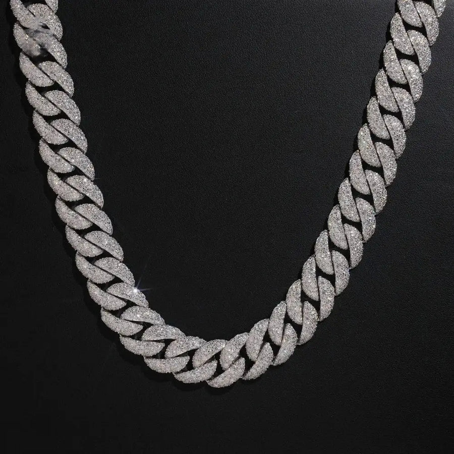 15MM S925 SILVER VVS MOISSANITE CUBAN LINK CHAIN