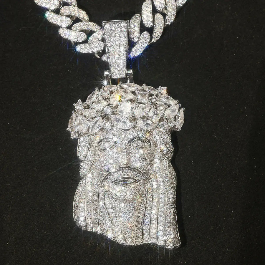 Moissanite Jesus Head Pendant