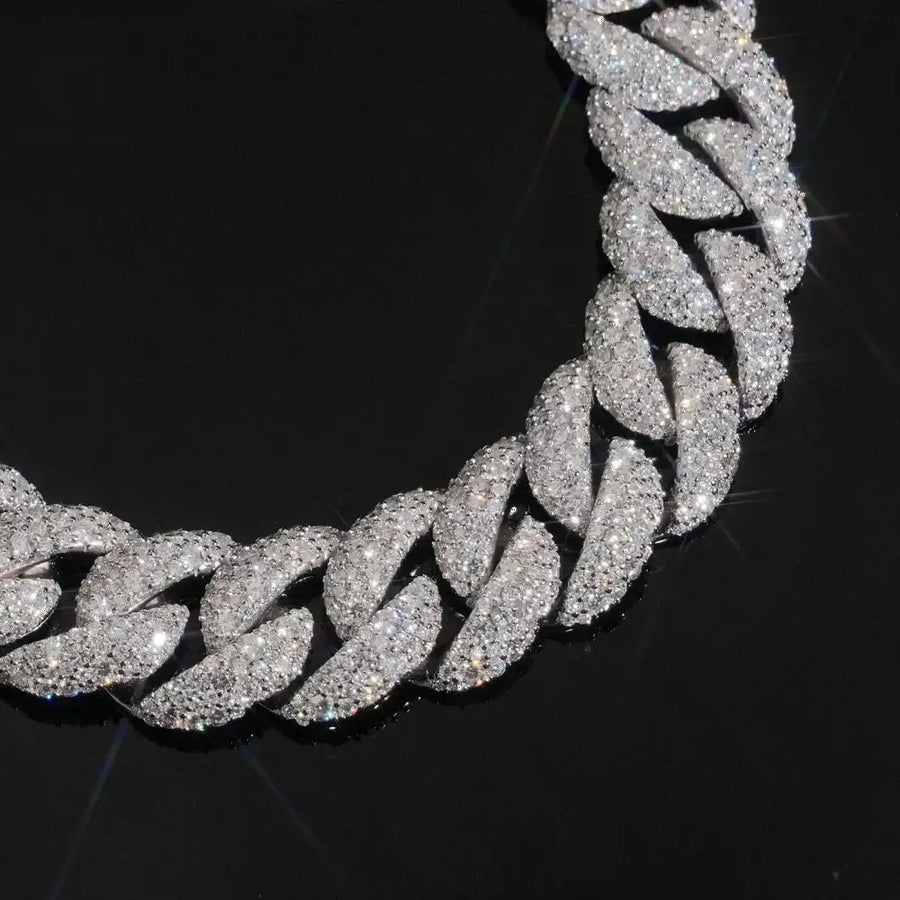 15MM S925 SILVER VVS MOISSANITE CUBAN LINK CHAIN