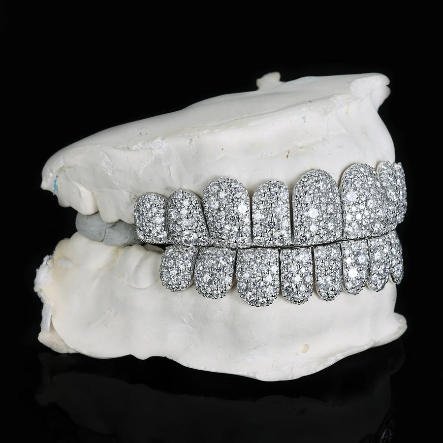 CUSTOM VVS MOISSANITE 925 STERLING SILVER GOLD PLATED GRILLZ