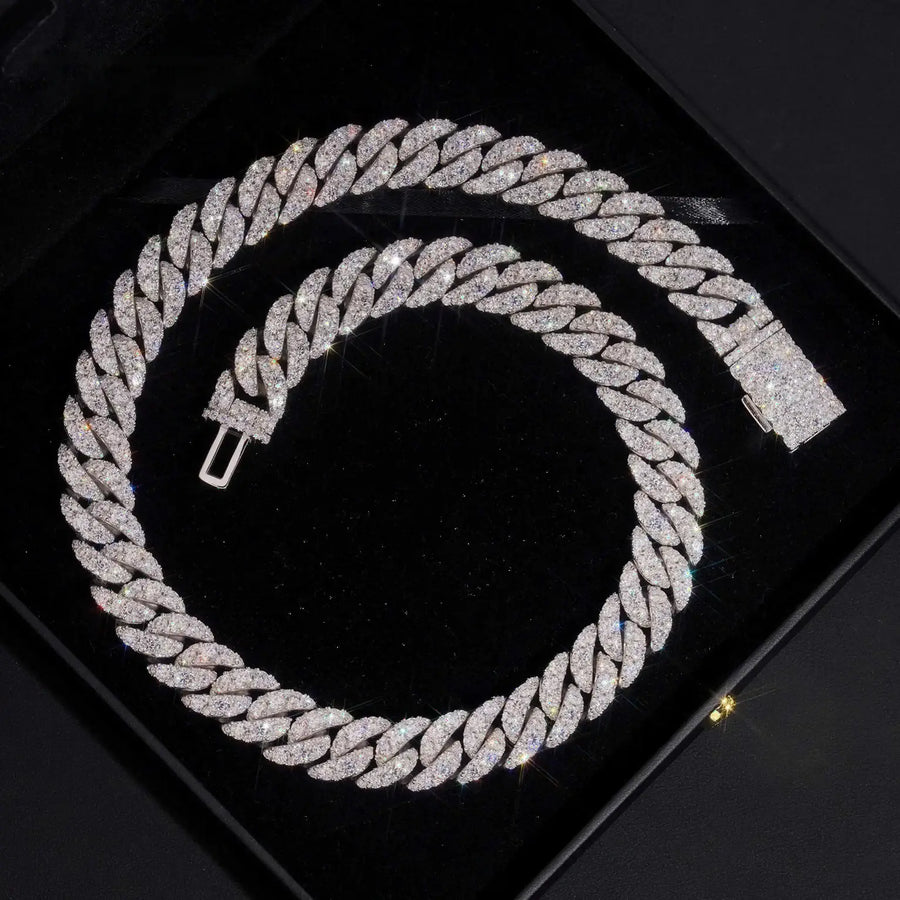16MM MOSAIC SETTING ICED OUT MOISSANITE CUBAN LINK CHAIN