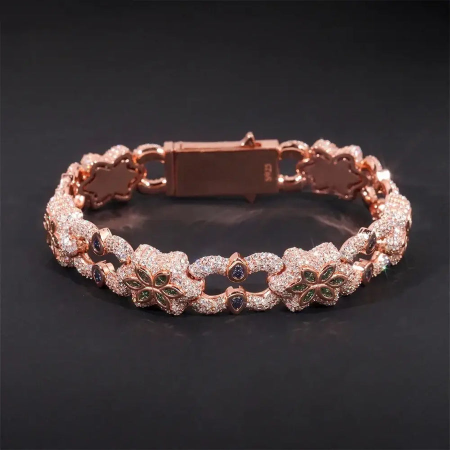 13.5MM "GREEN OASIS" S925 SILVER VVS MOISSANITE CUBAN LINK BRACELET