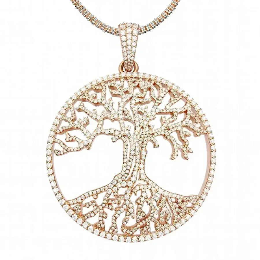 Fine Jewelry Hip Hop Necklace 925 Silver VVS Moissanite Diamond Hollow Tree Life Charms Big Circle Pendant Iced Out