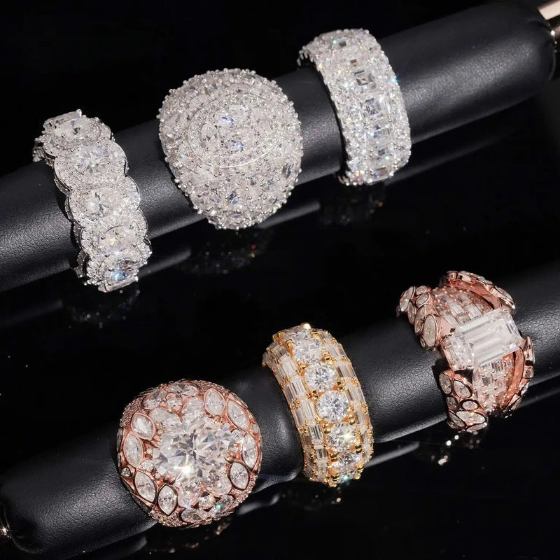 Statement Halo Baguette Emerald Marquise Rings