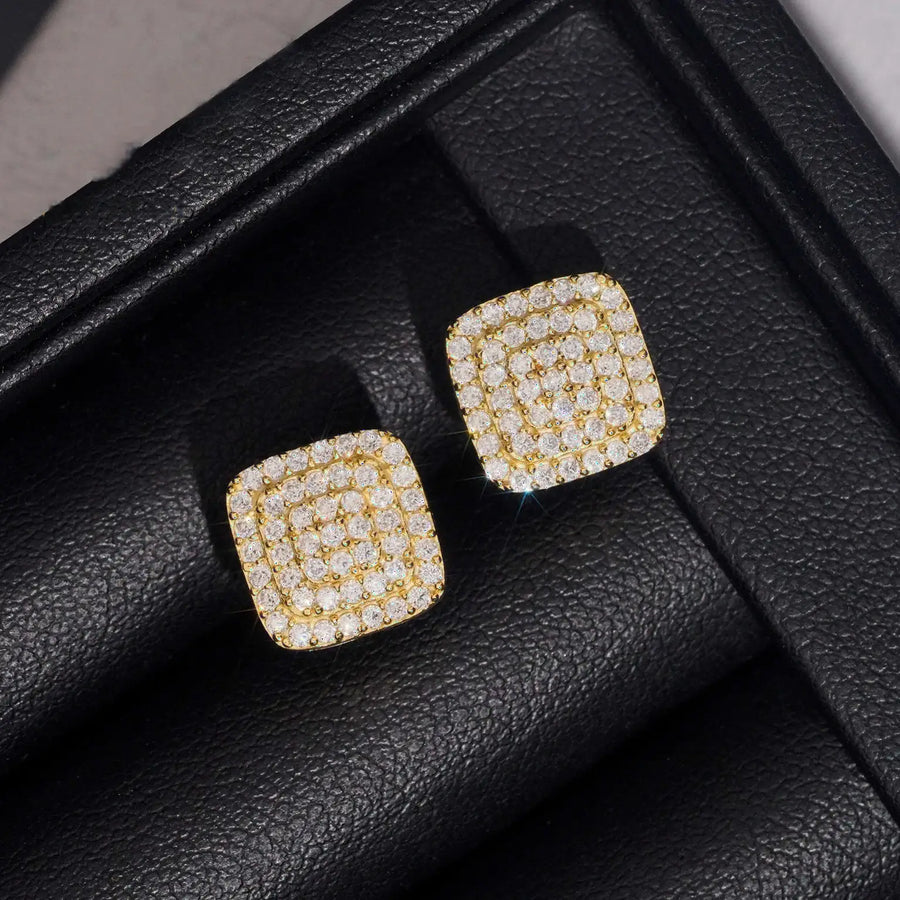 10MM 3row Moissanite Stud Earrings