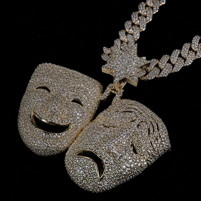 Iced Out Drama Mask Pendant