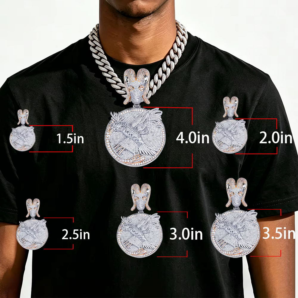 925 Sterling Silver Moissanite Hip Hop Pendant
