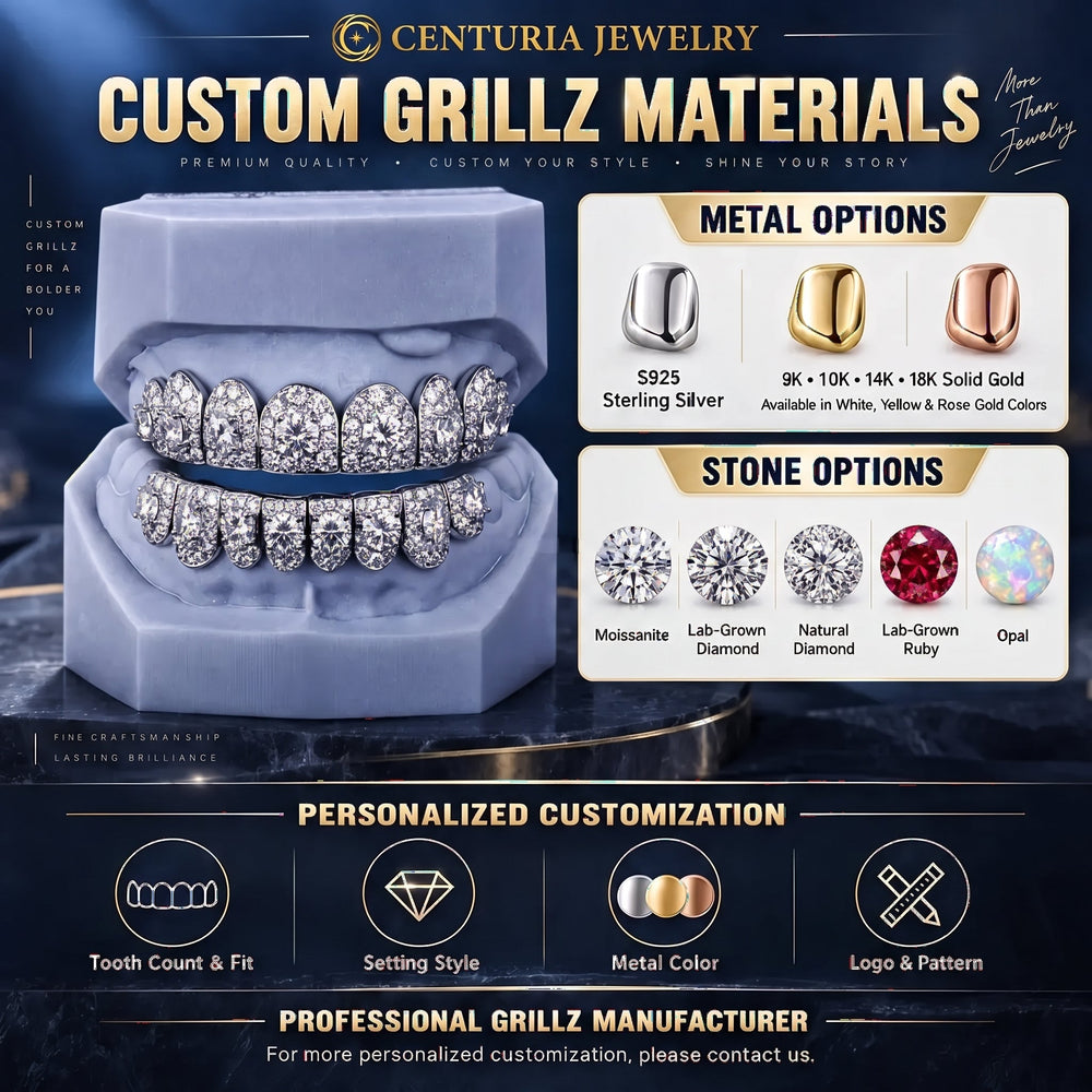 CUSTOM VVS MOISSANITE 925 STERLING SILVER GOLD PLATED GRILLZ