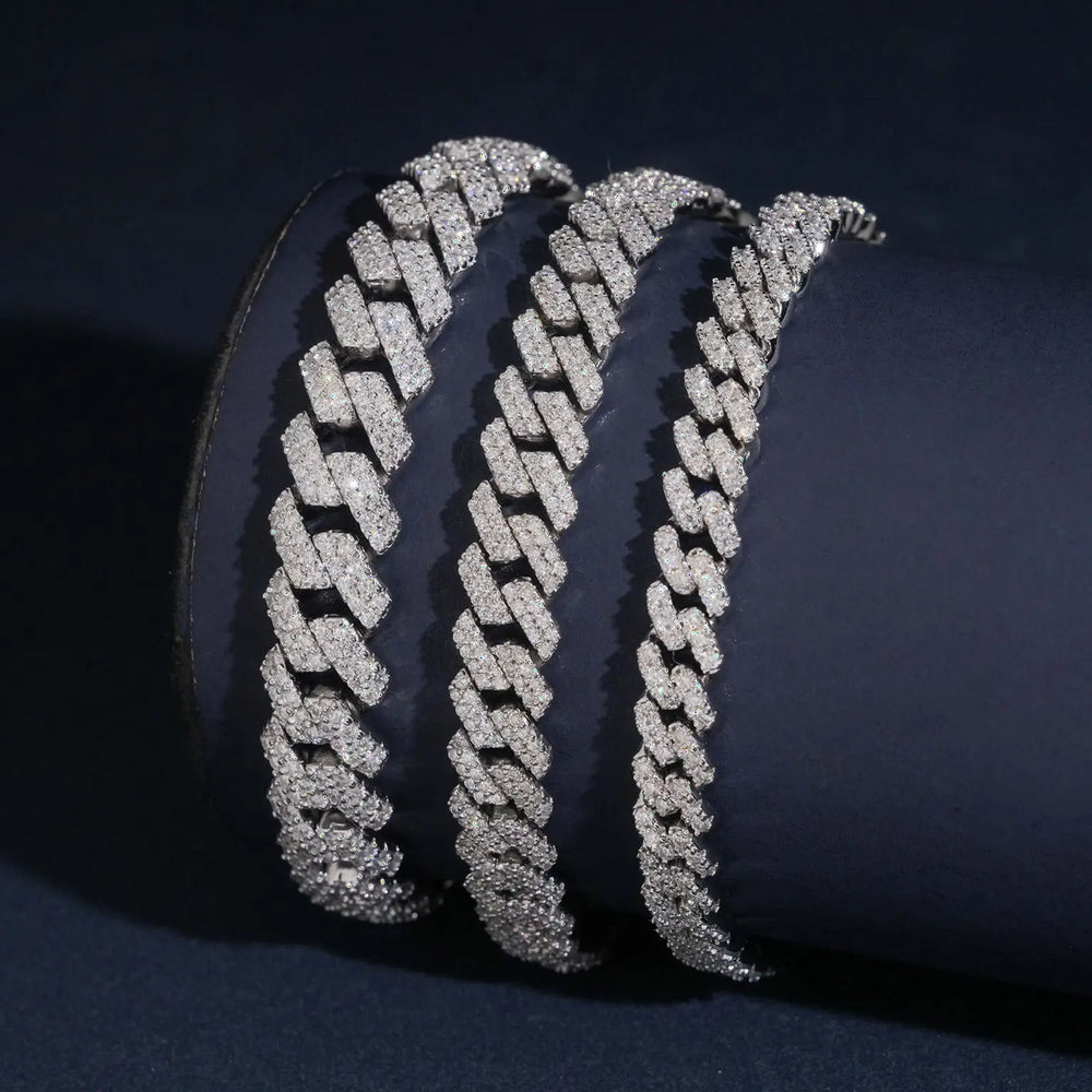 6.5MM 8MM 10MM S925 SILVER HIGH HARDNESS PAVE MOISSANITE CUBAN LINK CHAIN