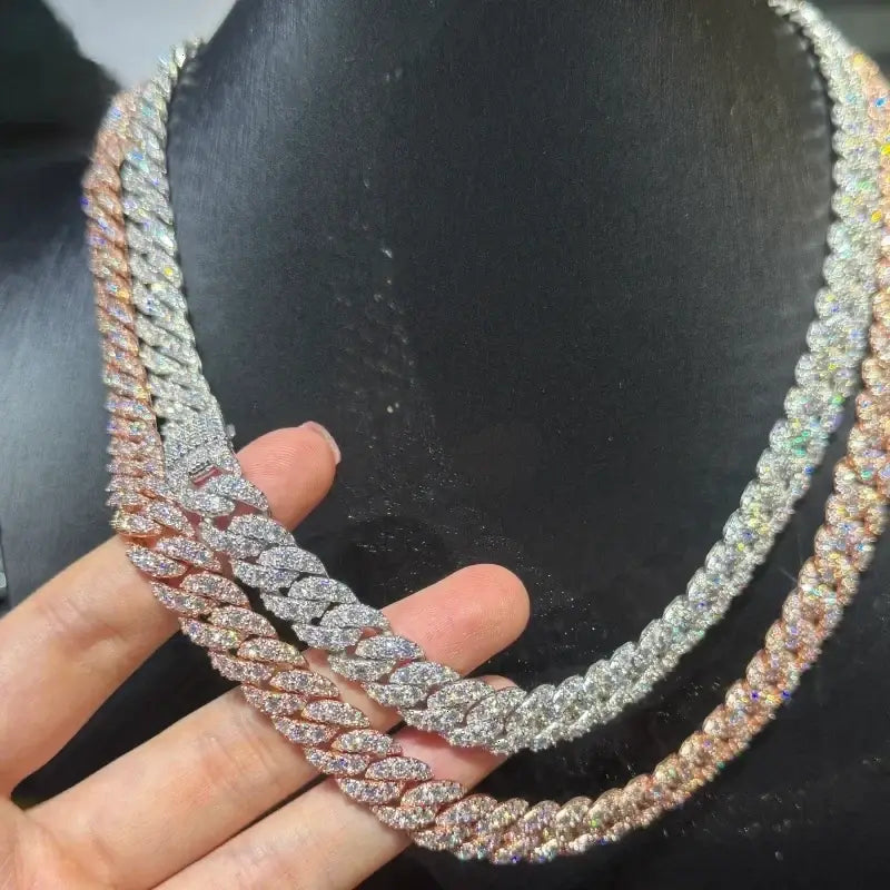 10MM S925 SILVER VVS MOISSANITE CUBAN LINK CHAIN