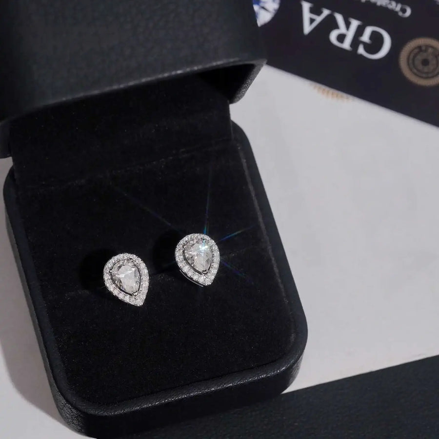 Pear Cut Cluster Screw Back Stud Earring