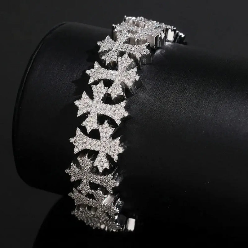 The 16MM Iced Out Cathedral Cross VVS Moissanite Bracelet