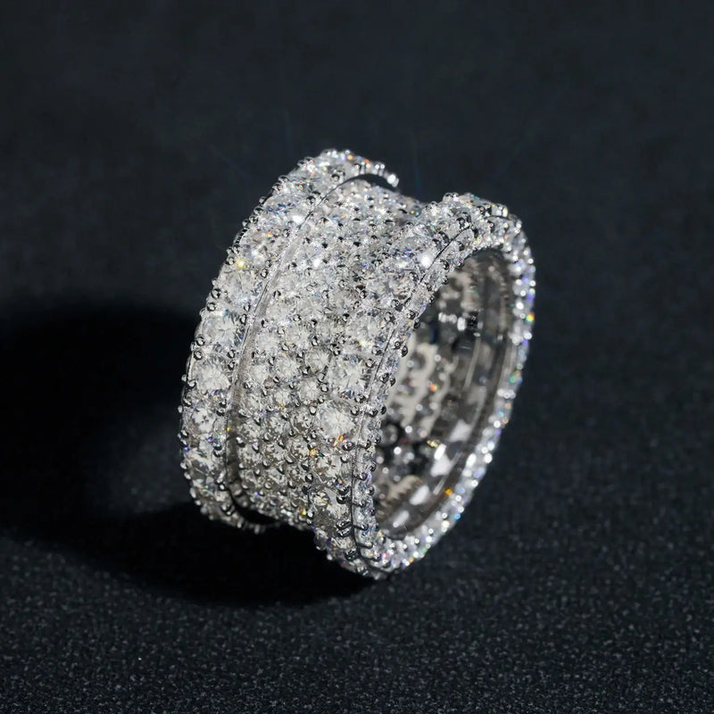 The 4-Tier Floded VVS Moissanite Wide Eternity Ring