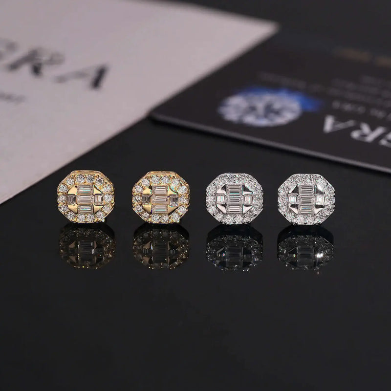Baguette Moissanite Stud Earrings