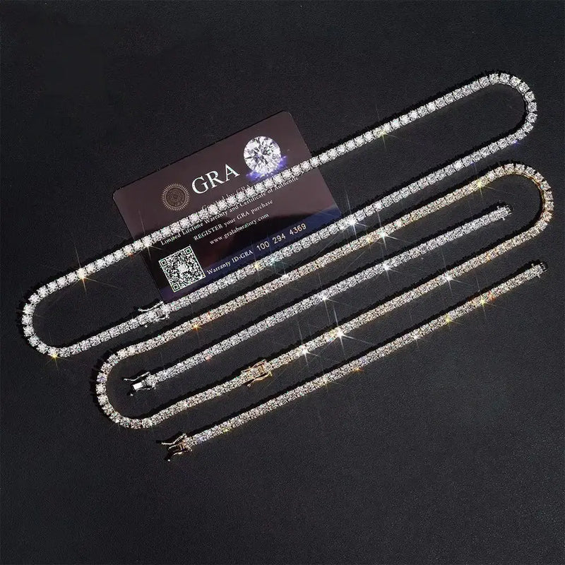 2MM-5MM Iced Out GRA Moissanite Diamond Tennis Chain