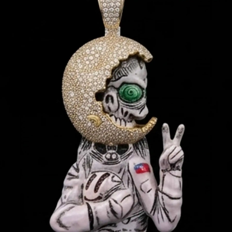 Moissanite Skull Pendant