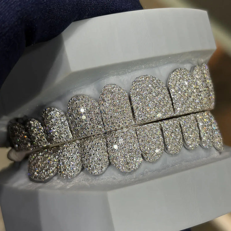 CUSTOM TOP & BOTTOM VVS MOISSANITE HONEYCOMB GRILLZ