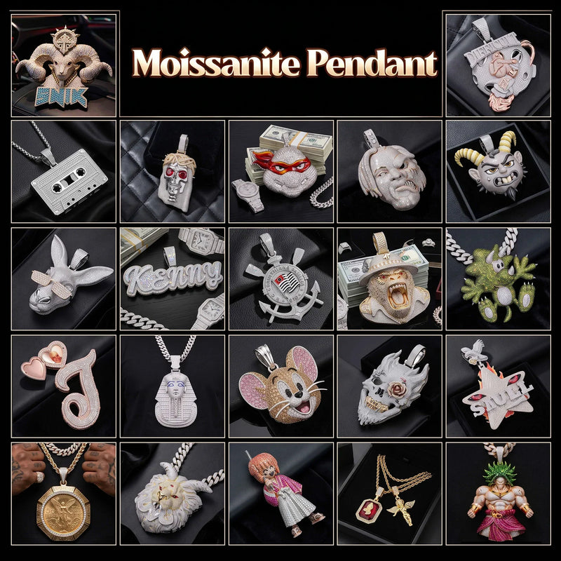 Custom 3D Portrait Pendant Lab Diamonds Moissanite Pendant Sculpture