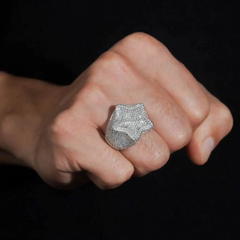 Iced Out Hip Hop VVS Moissanite Star Ring