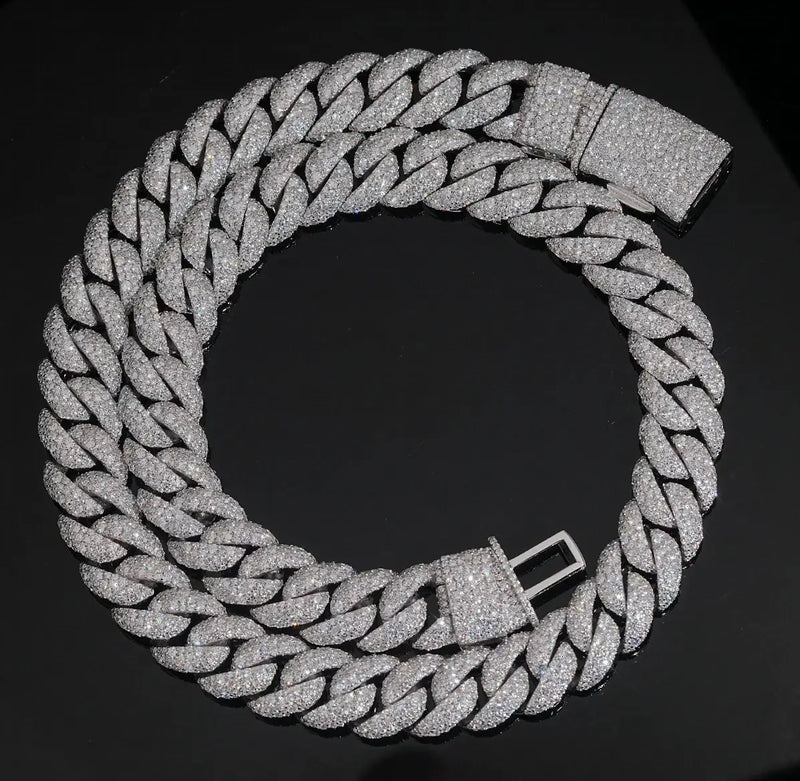 VVS Moissanite 14 15 18 20mm Miami Cuban Cuban Link Chain