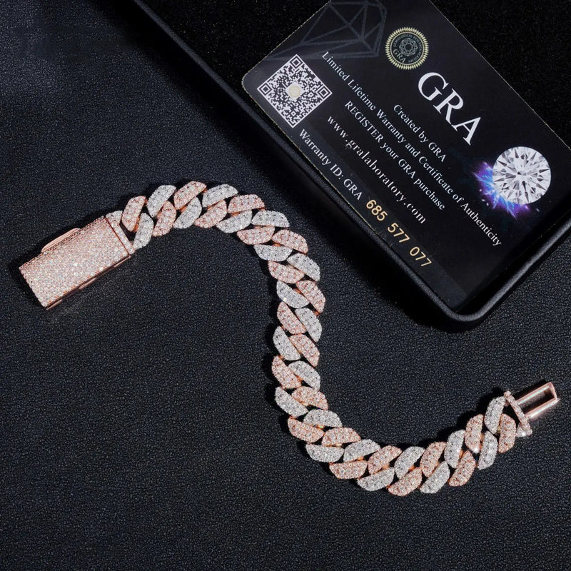10MM 13MM S925 SILVER VVS MOISSANITE CUBAN LINK BRACELET