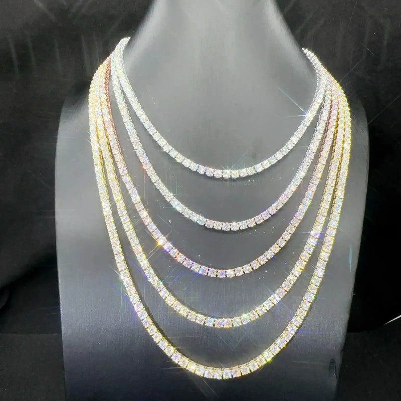 4mm 10K Real Solid Gold D Color VVS Moissanite Diamond Tennis Chain