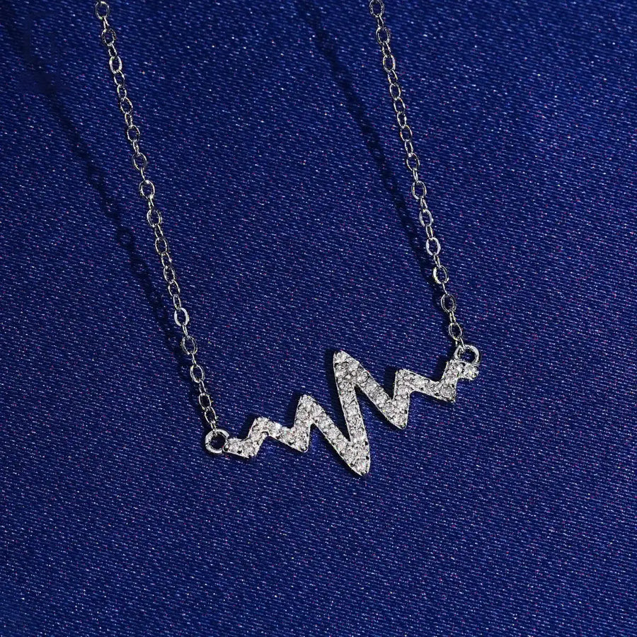 Heartbeat ECG Wave Shape Moissanite Pendant