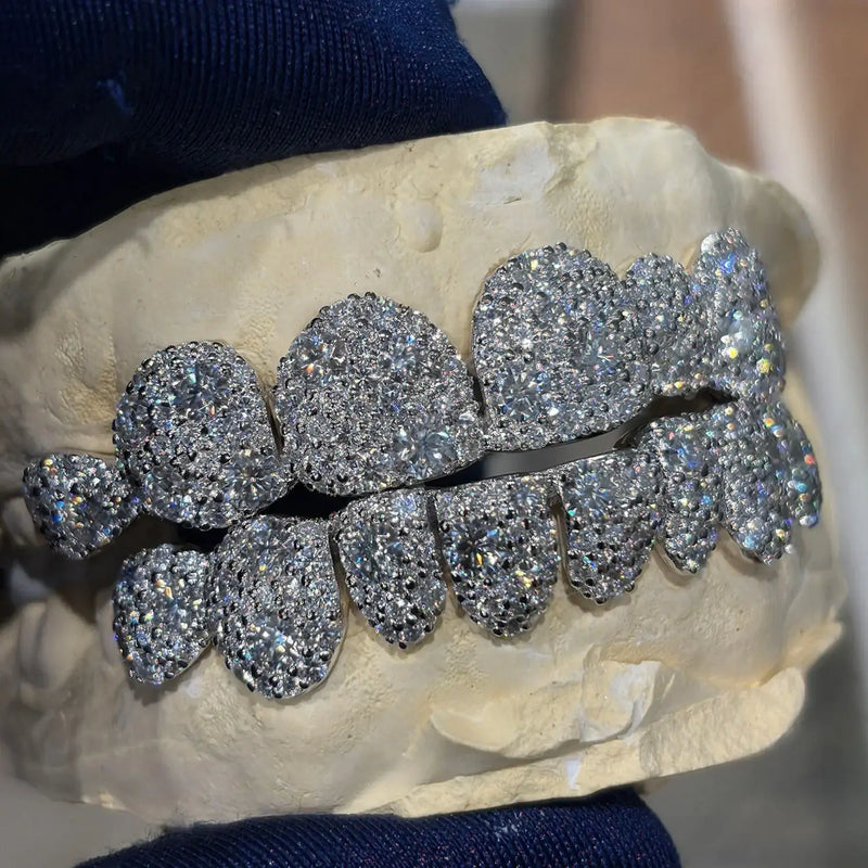 CUSTOM ICED OUT 925 SILVER VVS MOISSANITE TEETH GRILLZ