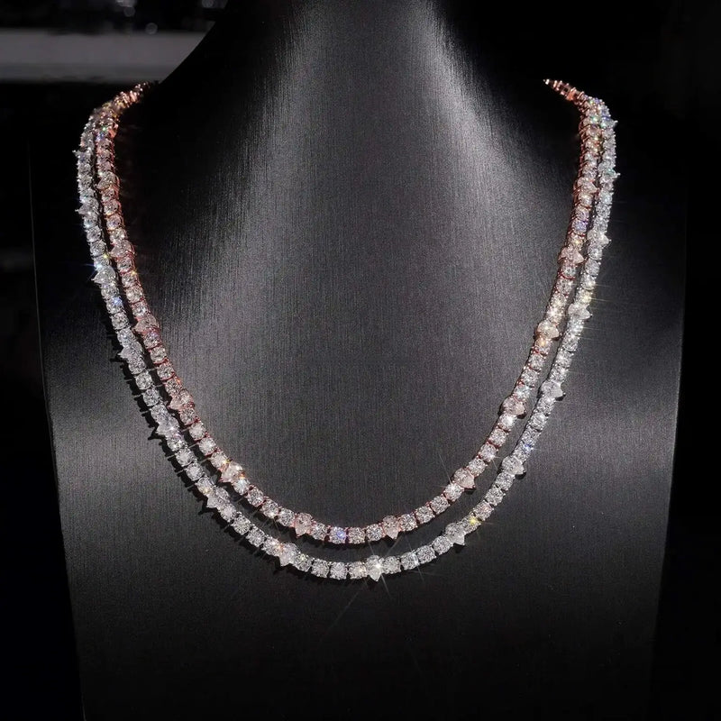 4mm Round+Pear Moissanite Cluster Tennis Chain