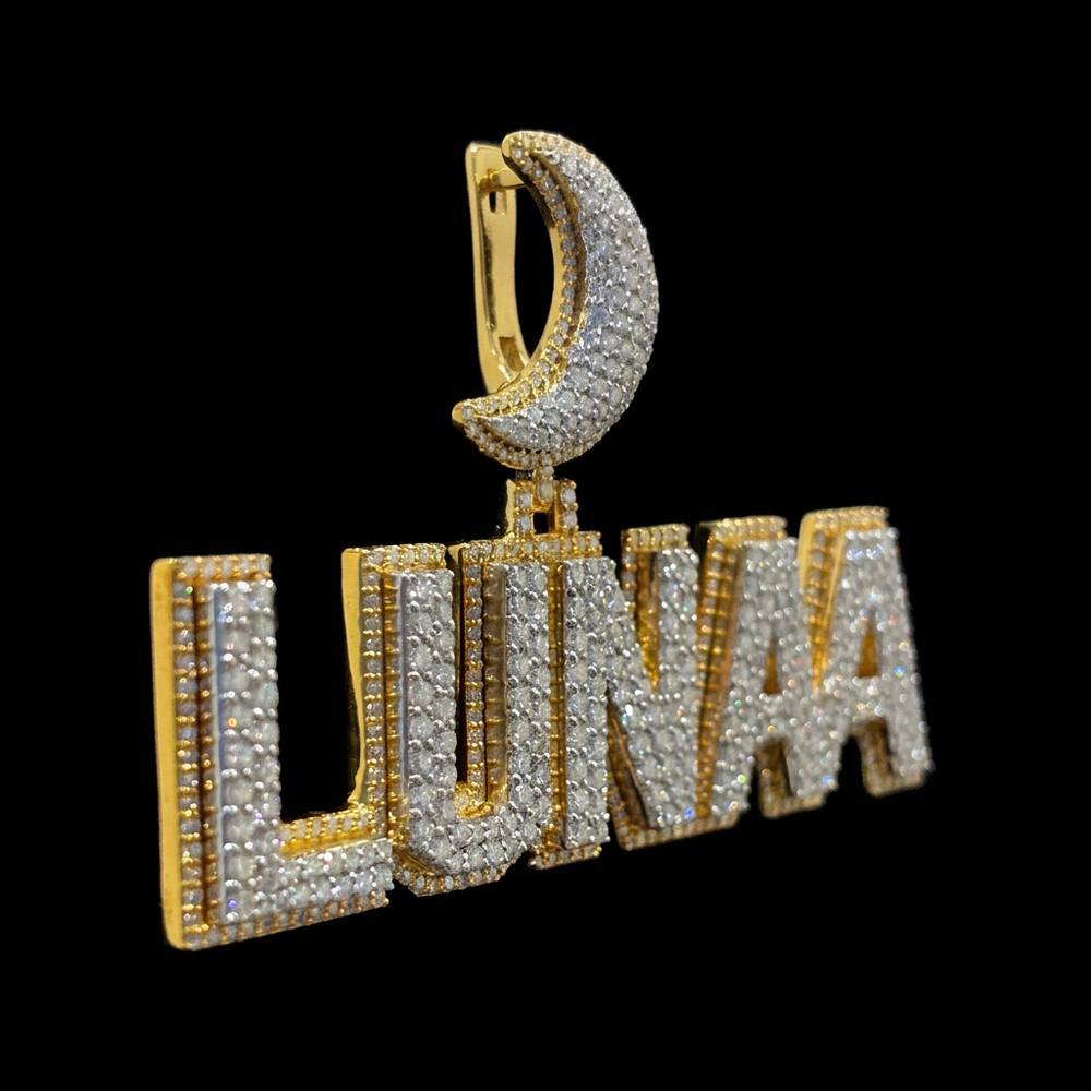 LUNA pendant angled view on plain black