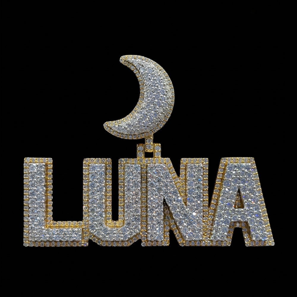 LUNA pendant front on plain black