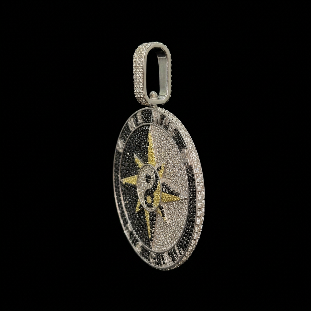 Pendant angled side view on plain black