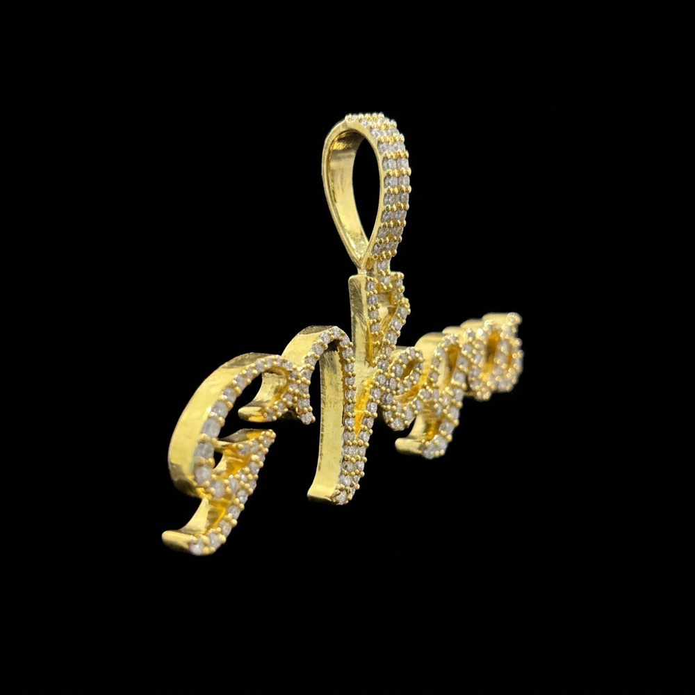 Pendant angled view on plain black