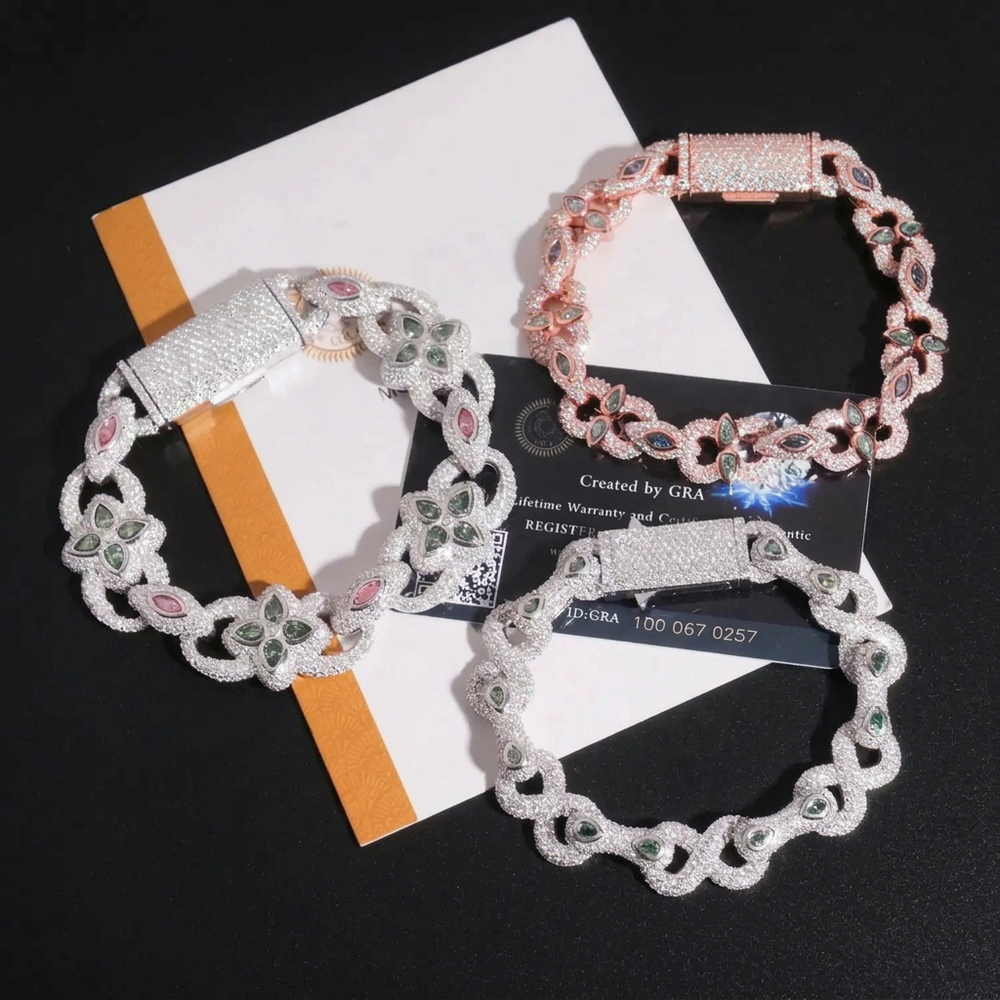 Three bracelets and certificates on black
